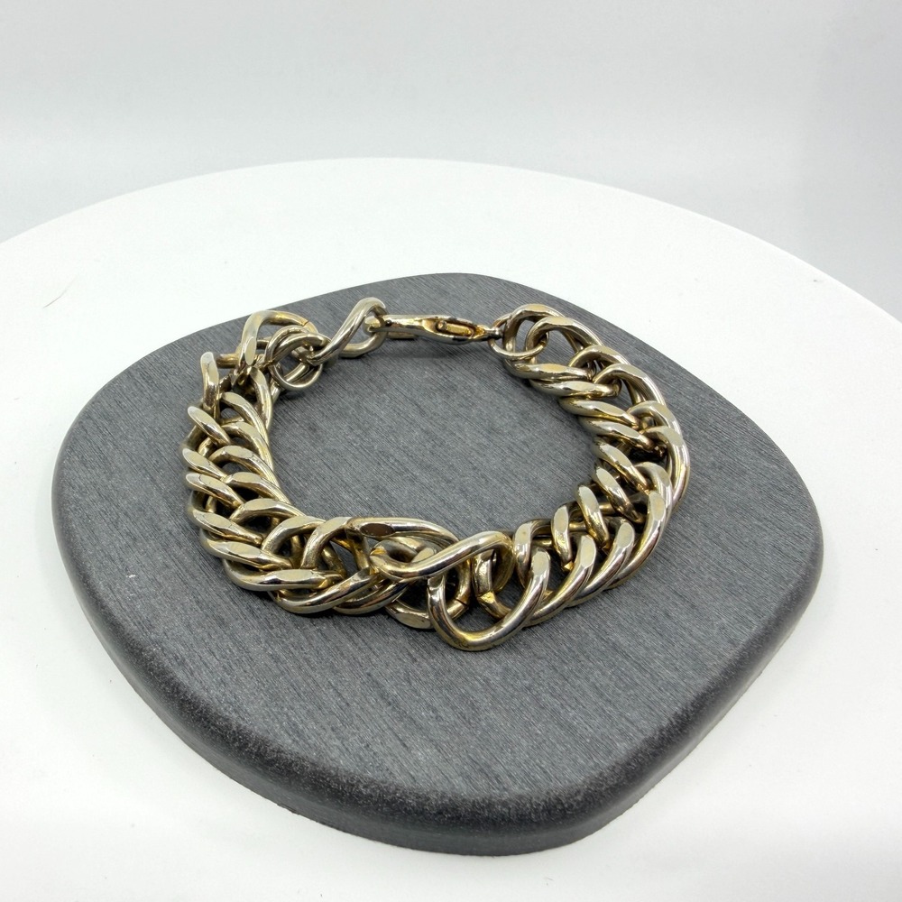 Chunky Gold Tone Chain Link Bracelet Statement Jewelry Lobster Claw Clasp Gift